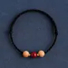 Pulsera de Madera de Durazno Real Cinabrio con Hilo Rojo, Pulsera Tejida para Hombres y Mujeres, Protección y Seguridad, Buena Suerte para Niños y Estudiantes en su Año del Zodiaco