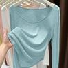 Cubierta de Protección Solar de Punto de Seda de Hielo Dopamina para Mujer, Verano, Delgada, Asimétrica, Tulle Amarillo, Camiseta de Manga Larga