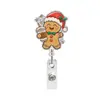 Carretel retrátil de crachá acrílico com glitter de Natal, giratório e extensível, para crachás de identificação de enfermeiros, crachás de nome e porta-documentos