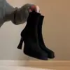 Elegantes y versátiles botines elásticos de tacón alto para mujer, estilo coreano adelgazante para el día a día, con cremallera trasera, botines cómodos y adelgazantes