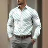 Camisa de diseño degradado vintage, chaqueta camisa casual de manga larga con bloques de color, camisa de hombre vintage estampada con cuello de solapa