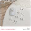 Ins Mini Moño Accesorios DIY Decoraciones para Uñas Cinta para Uñas Accesorios Pequeños Aleación Oro y Plata Metálico Tridimensional