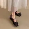 Zapatos de ballet de noche franceses con aumento interno de altura de 4 cm, nuevos zapatos Mary Jane de moda 2026 con lazo para aumentar la altura