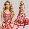 Vestido ajustado con estampado de moda, fruncido en la cintura y espalda elástica, falda línea A