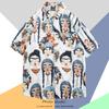 Camisa Havaiana de Seda Gelo Masculina Camisa Masculina da Moda de Manga Curta Verão Masculino Estilo Hong Kong Retrô Praia Flor Camisa Jaqueta Masculina
