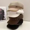 Boina Negra Pico de Pato Estilo Literario Retro Japonés para Mujer Casual Versátil Temperamento Muestra Rostro Pequeño Sombrero Octagonal Nube