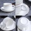 Taza de café y platillo de cerámica, juego simple de taza de té con leche de línea de oro blanco puro, taza de café para entretenimiento de oficina, taza de té de la tarde
