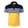 Camisa Polo de Comércio Exterior Transfronteiriço Lapela Europeia e Americana Combinação de Cores Estampa Digital Camisa Moda Masculina Zíper Manga Curta Camiseta