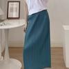 Falda Larga Adelgazante Miyake para Mujer, Estilo Verano, Cintura Elástica, Color Sólido, Versátil, Gama Alta, Falda Recta Elegante, Falda Larga