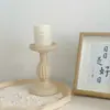 Estilo Nórdico Columna Romana Retro Portavelas de Madera Blanco en Blanco Adorno Decorativo Liso Sin Terminar Estilo Casa de Huéspedes Accesorios para Fotografía