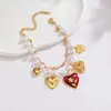 Pulsera de Acero Inoxidable 18K Multielemento para Mujer Estilo Boho Ins Lujo Accesible Pulsera de Perlas de Gama Alta