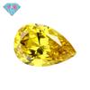 Huagang Gem 5A Forma de Pera Amarillo Dorado Zircón Cara Forma de Gota CZ Artificial Piedra Desnuda Diamante Artificial con Punta Wuzhou