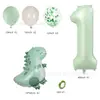 Conjunto de Balões de Aniversário de Dinossauro Verde Fosco Transfronteiriço 40 polegadas Conjunto de Balões Temáticos de Número Verde Oliva para Festa de Aniversário