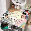 Funda de lavadora de barro de diatomeas, protector de encimera absorbente antideslizante de dibujos animados, funda universal a prueba de polvo y suciedad para mesita de noche