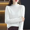 Suéter para Mujer 2026 Principios de Otoño con Cuello Medio Enrollado, Corte Holgado, Adelgazante, Adecuado para el Trabajo, 100% Lana, Básico de Punto Liso Sencillo