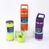 Botella aislada estilo americano transfronteriza de 18 oz, vaso de agua deportivo con popote plegable de acero inoxidable, botella espacial portátil a prueba de polvo con asa
