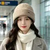 Gorro de Lana Estilo Coreano Hace que la Cara se Vea Más Pequeña Gorro de Punto Cálido y Engrosado para Otoño e Invierno Unisex Pareja Circunferencia de Cabeza Grande Gorro sin Visera