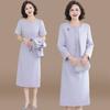 Conjunto de Vestido de Banquete de Boda para Suegra 2025 Nuevo Otoño para Mujeres de Mediana Edad y Mayores Vestido de Boda de Primavera y Otoño
