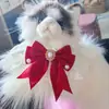 Atuendo de Boda de Gato Lindo Pañuelo Babero Collar para Perro Mascota Adorno de Collar Tejido Lazo Francés Babero