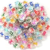 Acrílico Colorido Contas de Letras Inglesas Transparentes Doces Coloridos Contas de Letras Redondas Planas DIY Pulseira Feita à Mão Acessórios de Contas Soltas