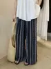 Calça Pantalona de Algodão e Linho com Cintura Elástica para Mulheres, Verão 2025, Fina, Cintura Alta, Estilo de Férias, Caimento Fluido, Emagrecimento, Perna Reta, Casual, Cropped