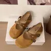 Sapatos Mary Jane Reversíveis com Estampa de Leopardo que Aumentam a Altura para Mulheres, Novidade Retro Primavera/Verão 2026 Sapatilhas Baixas Macias com Solado