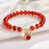 Pulsera Año del Caballo Estilo Chino Pulsera de Cuentas Año Propicio del Caballo Moneda de la Fortuna Pulsera de Ágata Hilo Rojo Pulsera de Templo para Mujer