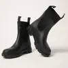 Botas de chuva de cano médio transfronteiriças com punhos elásticos, estilo Chelsea feminino, impermeáveis, antiderrapantes, resistentes ao desgaste, adequadas para uso ao ar livre, botas de chuva da moda para acampamento