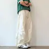 Pantalones casuales de trabajo de pierna ancha de moda para hombre, pantalones paracaidistas para senderismo al aire libre, pantalones largos holgados de color liso con cordón versátiles