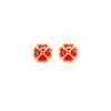 Pendientes de Trebol de Cuatro Hojas con Circonita Roja Fresca, Pendientes de Moda, Exquisitos, Compactos, Retro y Versátiles, Pendientes de Diseño de Nicho
