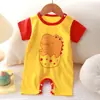 Novas Roupas de Verão para Recém-Nascidos, Macacão Fino de Algodão Puro com Manga Curta e Abertura entre as Pernas, Macacão de Bebê, Roupa Infantil