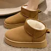 Botas de nieve de suela gruesa para mujer, nuevos zapatos de invierno Birkenstock peludos 2026, botines cortos de felpa y engrosados, zapatos de algodón del noreste