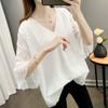 Blusa de Chiffon Fina de Manga Curta Sino para Mulheres, Novo Estilo Verão 2026, Estilo Europeu e Americano, Solta, Tamanho Grande, Top Emagrecedor, Tendência