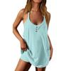 2026 Transfronterizo Amazon Nuevo Conjunto de Vestido Casual para Mujer de Color Sólido, Camisola con Cuello en V, Botones, Sin Mangas