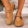 Zapatos de Mujer de Talla Grande para Otoño 2026, Boca Baja, Hebilla de Una Correa, Dos Formas de Usar, Suela Plana, Estampado de Leopardo, Zapatos Casuales Mary Jane