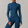 Colarinho Europeu e Americano Transfronteiriço Zíper Roupa de Yoga Jaqueta Feminina Corta-vento Slim-fit Quente Top Esportivo Jaqueta de Corrida 7755