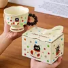 Caneca de cerâmica de desenho animado para drop-shipping, caneca de café de alta estética, presente prático para recém-casados e inauguração de casa, copo de água para eventos corporativos
