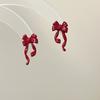 Pendientes de flocado con pasador 925 para mujer, otoño e invierno, nuevos pendientes de nicho de lujo elegantes y ligeros de cristal rojo de alta gama.