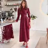 Vestido Feminino Listrado com Laço Estilo Retrô 2026 Novidades Outono/Inverno Cruzamento Europeu e Americano Manga Bufante Franzido Slim Fit