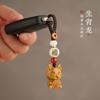 Pingente de Chave de Carro Feito de Sândalo Fino com Design de Zodíaco Dragão, Corrente de Celular, Acessório Criativo de Chaveiro para Casais
