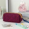Estuche escolar de gran capacidad con bloques de color, bolsa de almacenamiento de cosméticos portátil estilo ins, organizador de escritorio para cuidado de la piel