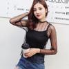 Camisa de encaje interior de malla de moda de verano y otoño 2019, nueva camisa de manga larga con encaje transparente para mujer