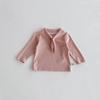 Estilo Otoño 2026 Top con Lazo para Bebés Niñas Estilo Coreano Cuello Camisero Manga Larga Camisa Básica Camiseta Versátil para Niños