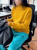 Lou Fu Invierno Nuevo Estilo Coreano Moda Multicolor Lana Quan Cuello Alto Camiseta Base Suave Cera Agradable a la Piel Adelgazante Top para Mujer