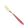 Tenedor rojo de acero inoxidable 304 para frutas, pasteles, postres, dos dientes, para pastel de luna, comida occidental, palitos de fruta