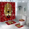Cortina de Ducha Serie Cabeza de Mujer Morada, Múltiples Diseños Florales, Juego de Tres Piezas para Baño Impreso Digitalmente, Juego de Cuatro Piezas, Gran Cantidad, Excelente Precio