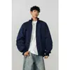 Jaqueta Moderna Preta com Gola Alta para Homens, Outono High Street Americana Cleanfit Casaco para Casal, Top Solto Versátil Retrô