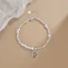 Pulsera de Perlas Plateadas Marca Carácter de la Fortuna para Mujer, Estilo de Nicho de Alta Gama, Exquisito Diseño de Nudo de Bambú, Accesorio Versátil Diario para Estudiantes