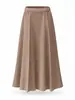 Saia Longa Plissada Feminina Miyake Outono Inverno Textura Plissada Corte Evasê Cintura Elástica Cor Sólida Solta Cobre os Quadris Saia Plissada Elástica