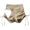 Pantalones cortos deportivos de yoga de cintura alta ajustados con drapeado en la cadera y cordón para mujer, verano, cadera melocotón, baile, deportes, pantalones calientes